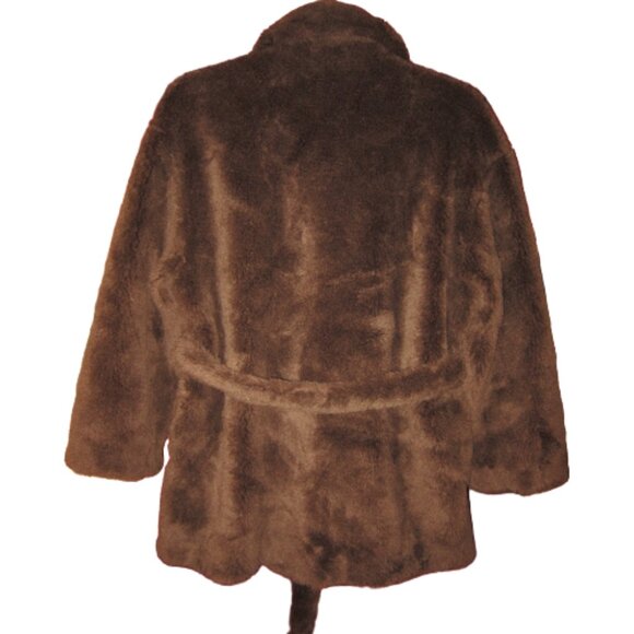 H&M 100% Wool 44 12 Wool Rare Teddy Coat Jacket Plush Fluffy Heavy Thick Brown - Picture 3 of 5